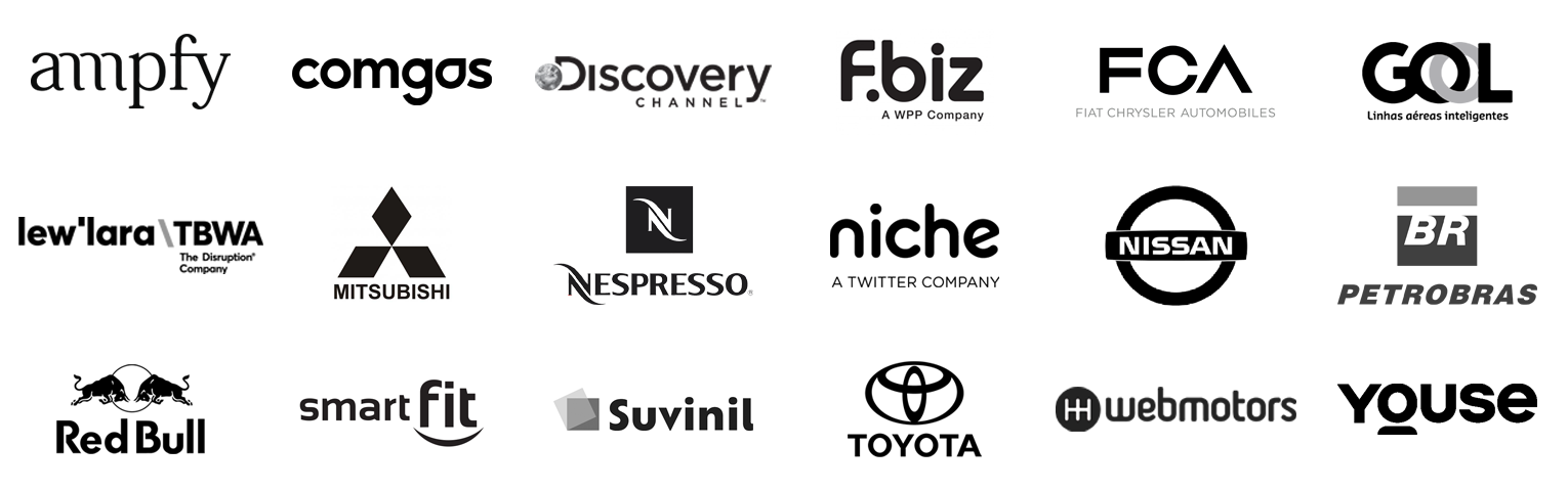 Logos de clientes parceiros da Bufalos TV